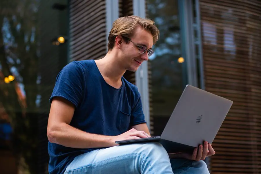 A developer working on a laptop